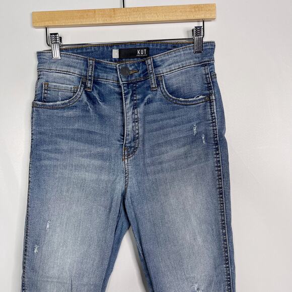 Kut From The Kloth 0 Connie High Rise Fab Ab Crop Jeans Fray Hem Denim Cotton - Picture 3 of 11